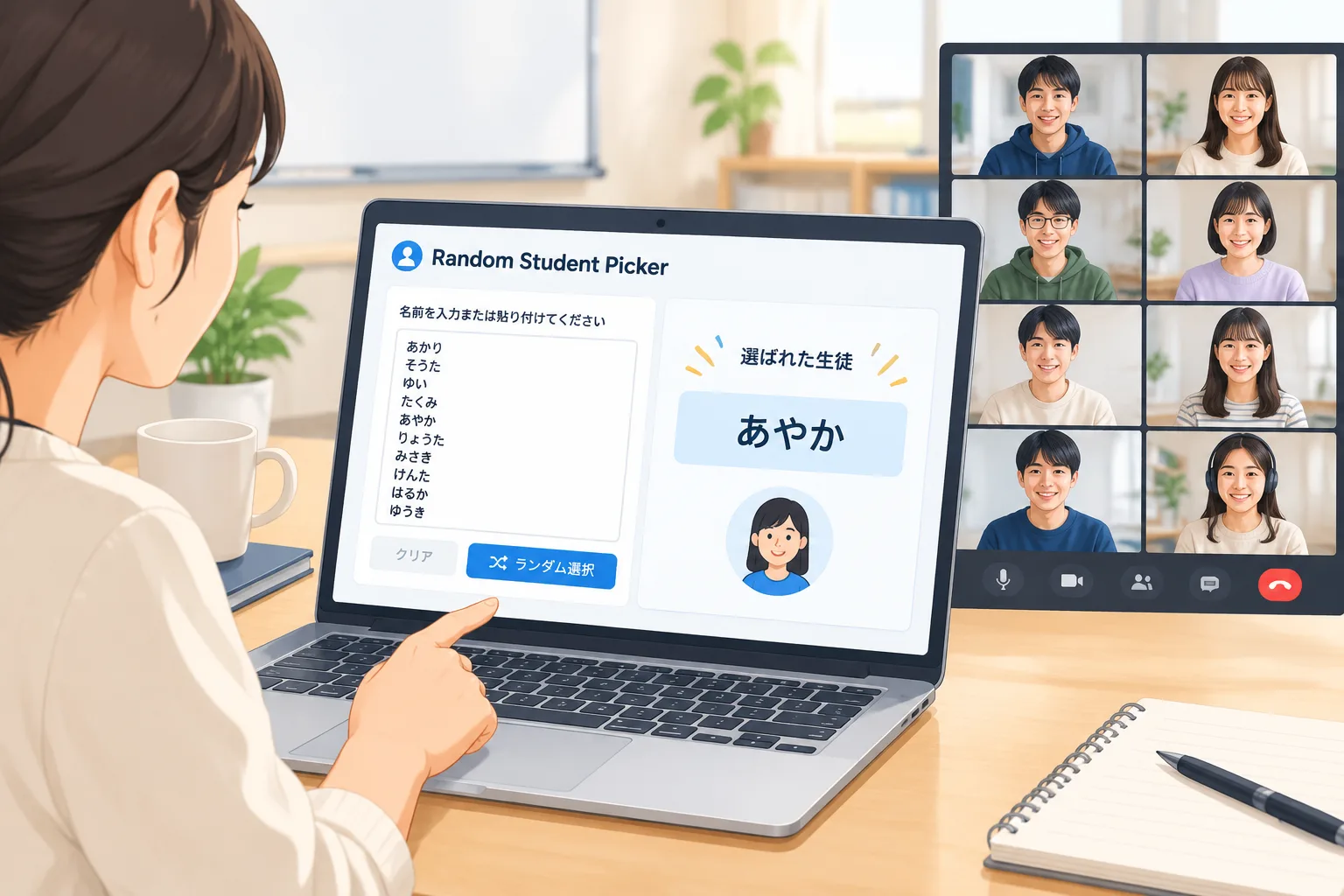 Clean instructional diagram of a teacher screen