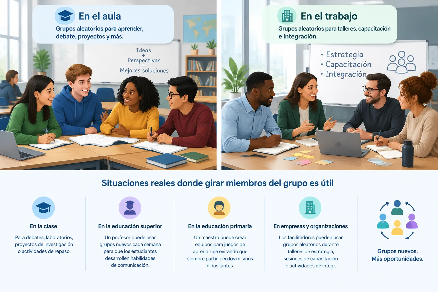 neutral workplace and classroom comparison infographic