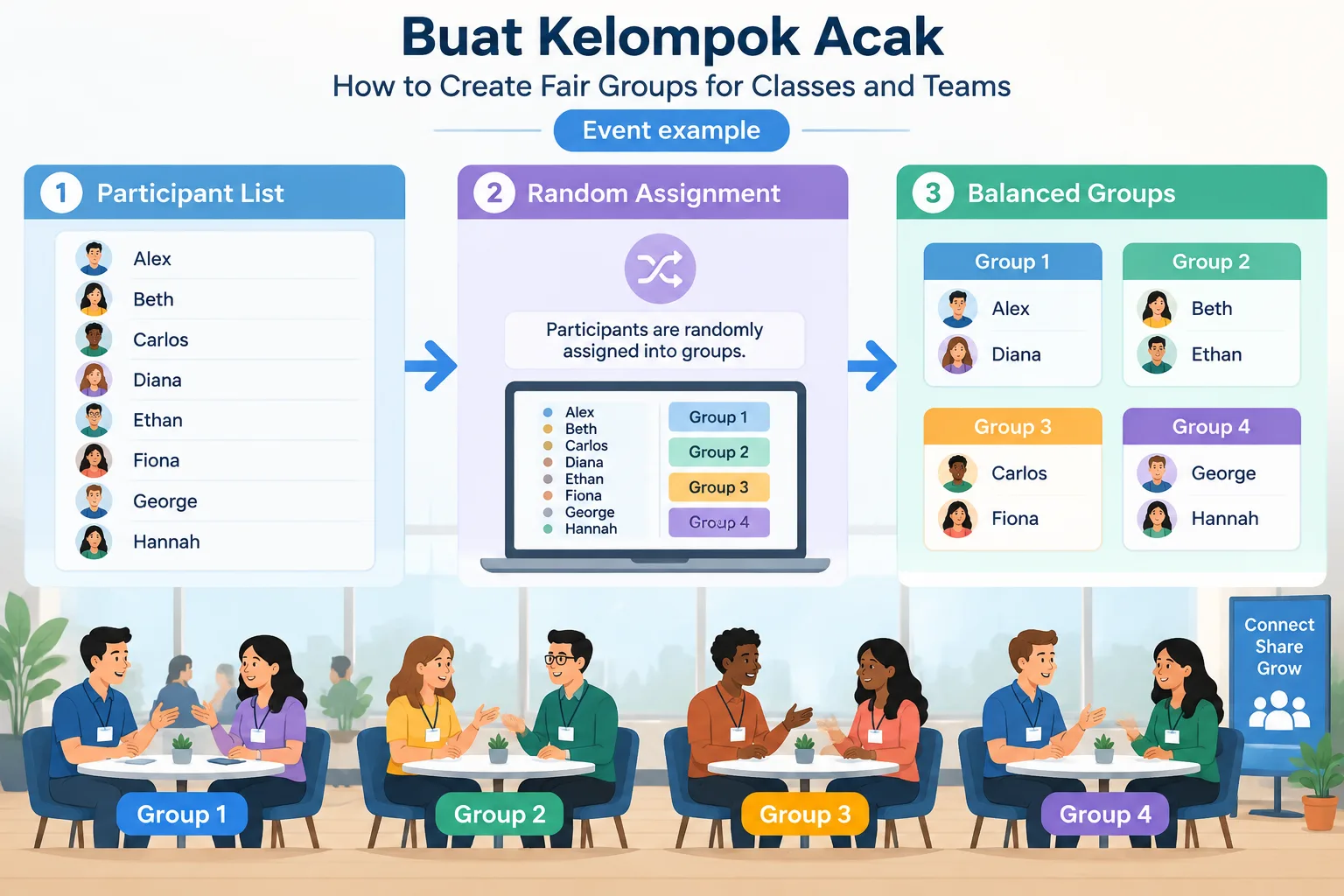 Instructional workflow illustration