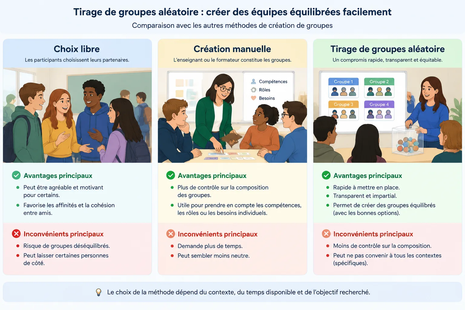 Comparaison visuelle entre choix libre