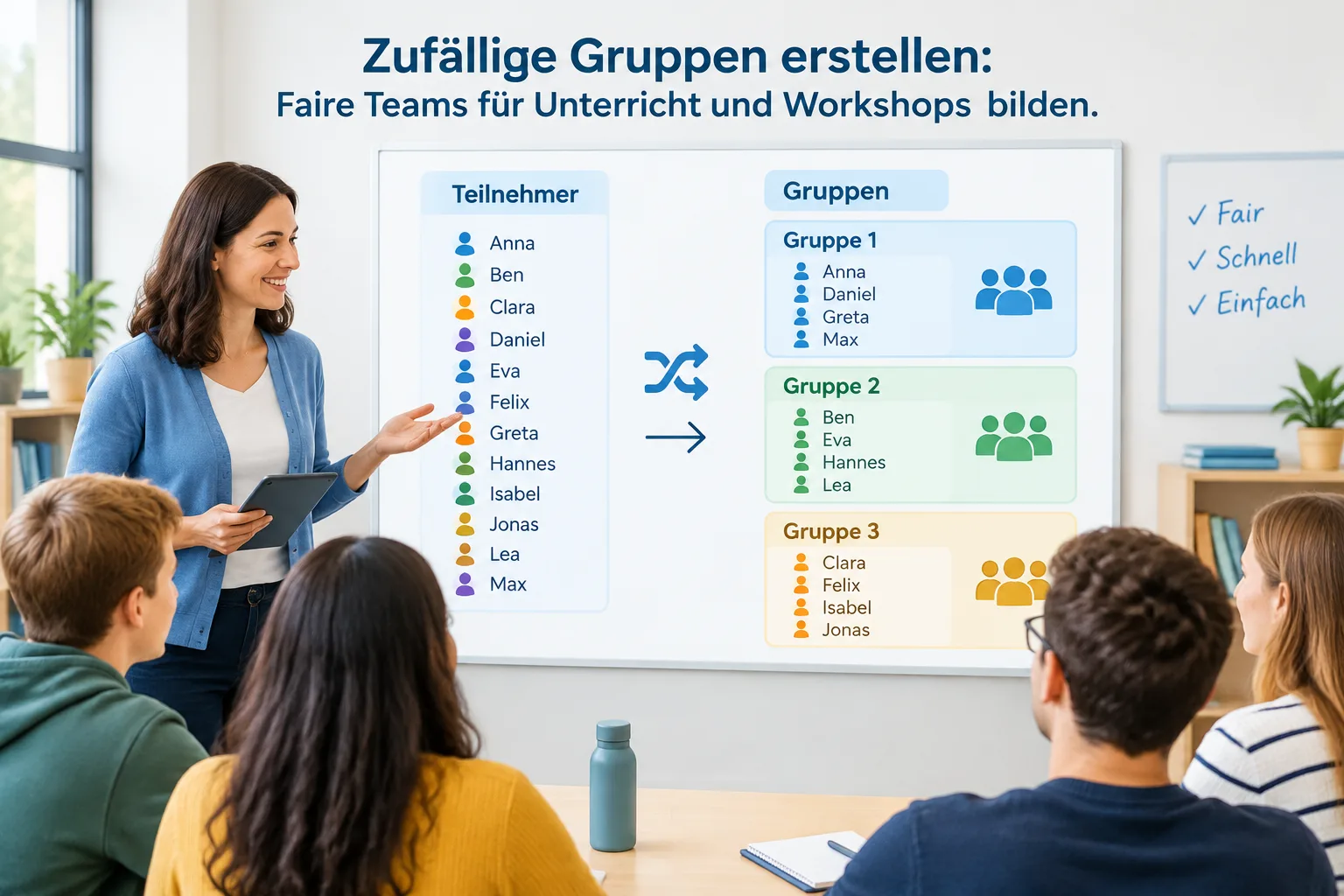 Eine klare Infografik zeigt Teilnehmernamen