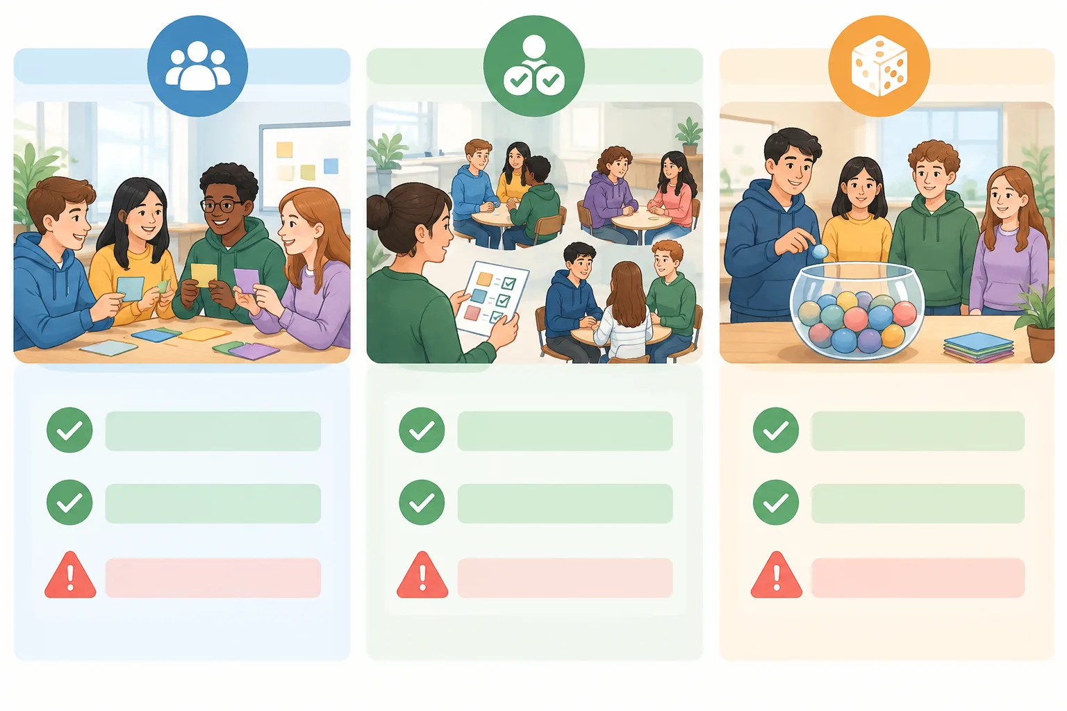 Three-column comparison infographic of full choice