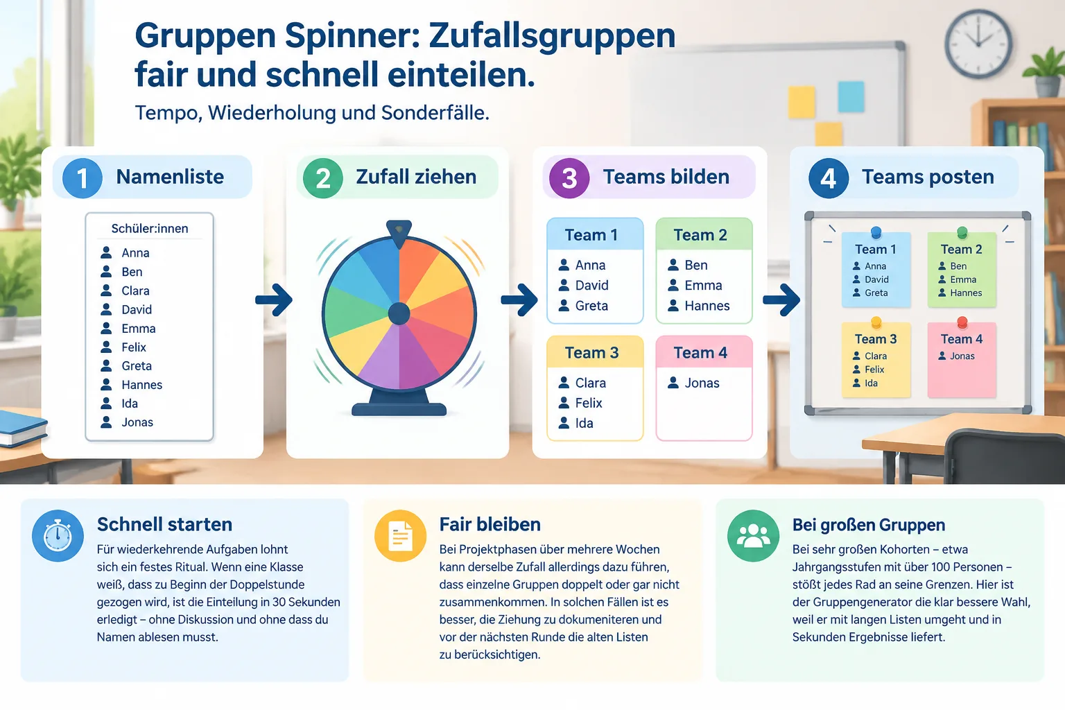 Clean overview diagram of a weekly grouping routine