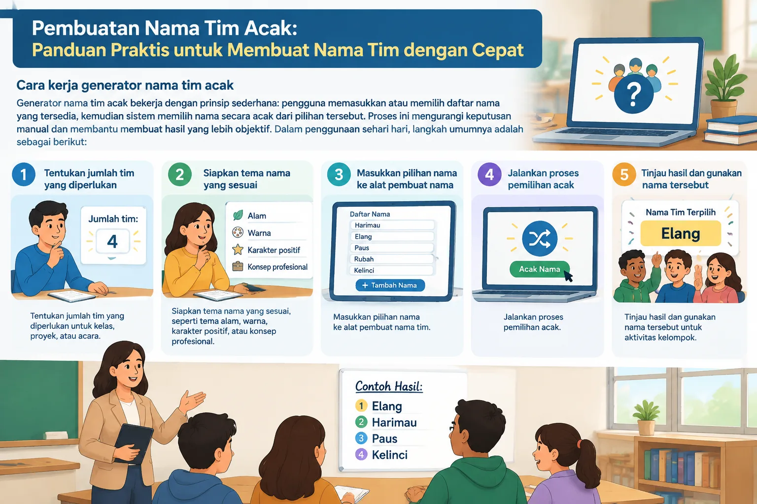 Infografik langkah demi langkah tentang memasukkan daftar nama