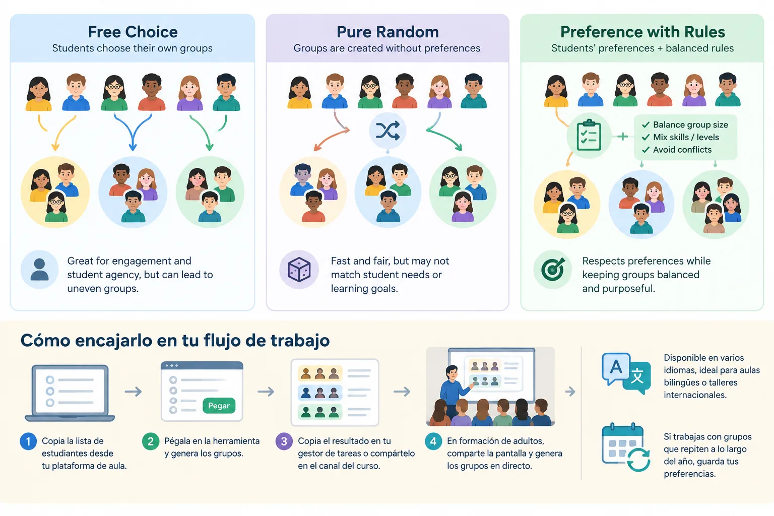 Split diagram comparing free choice