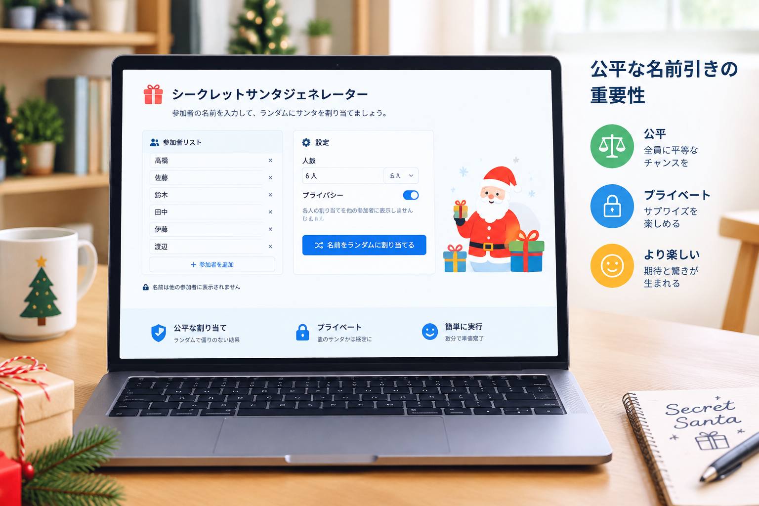 actual tool screenshot of /tools/secret-santa-generator