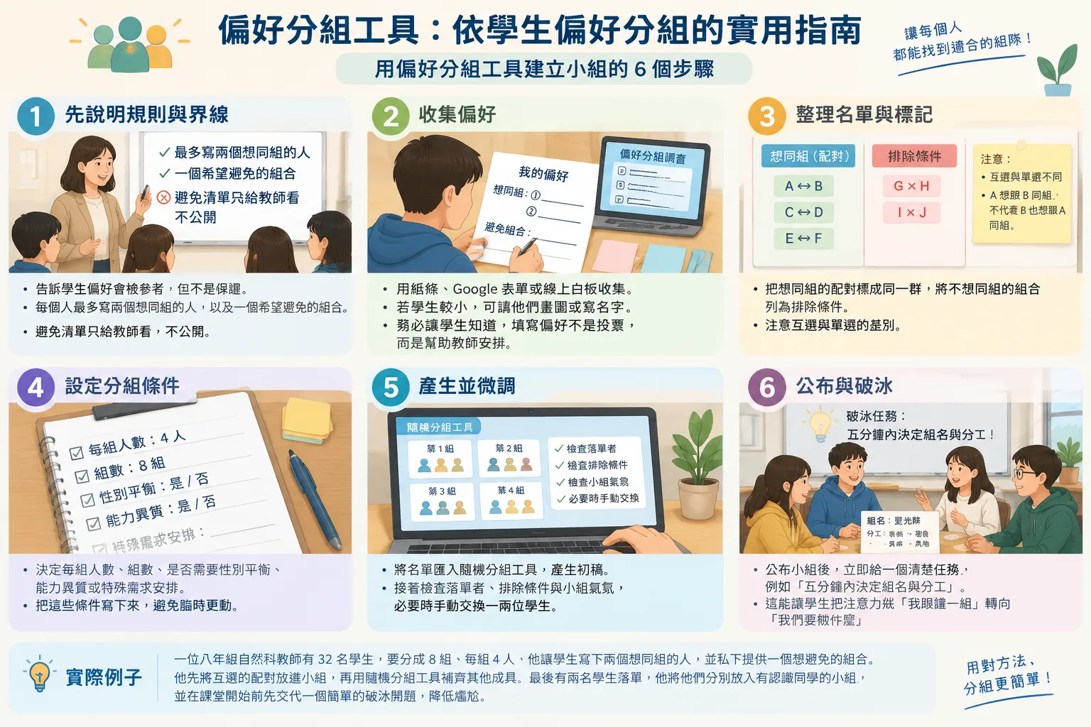 Flowchart of preference group maker steps: collect preferences