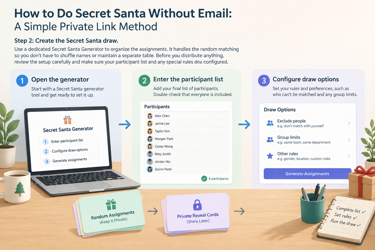 Tool-neutral Secret Santa workflow