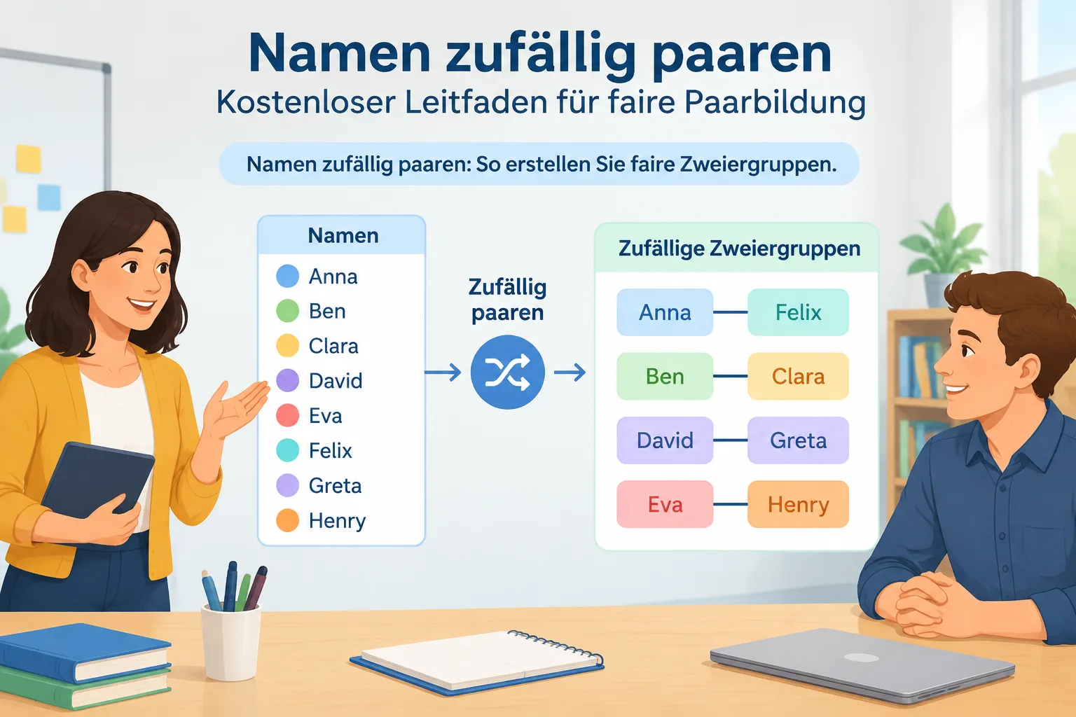 Eine klare Infografik zeigt eine Liste von Namen