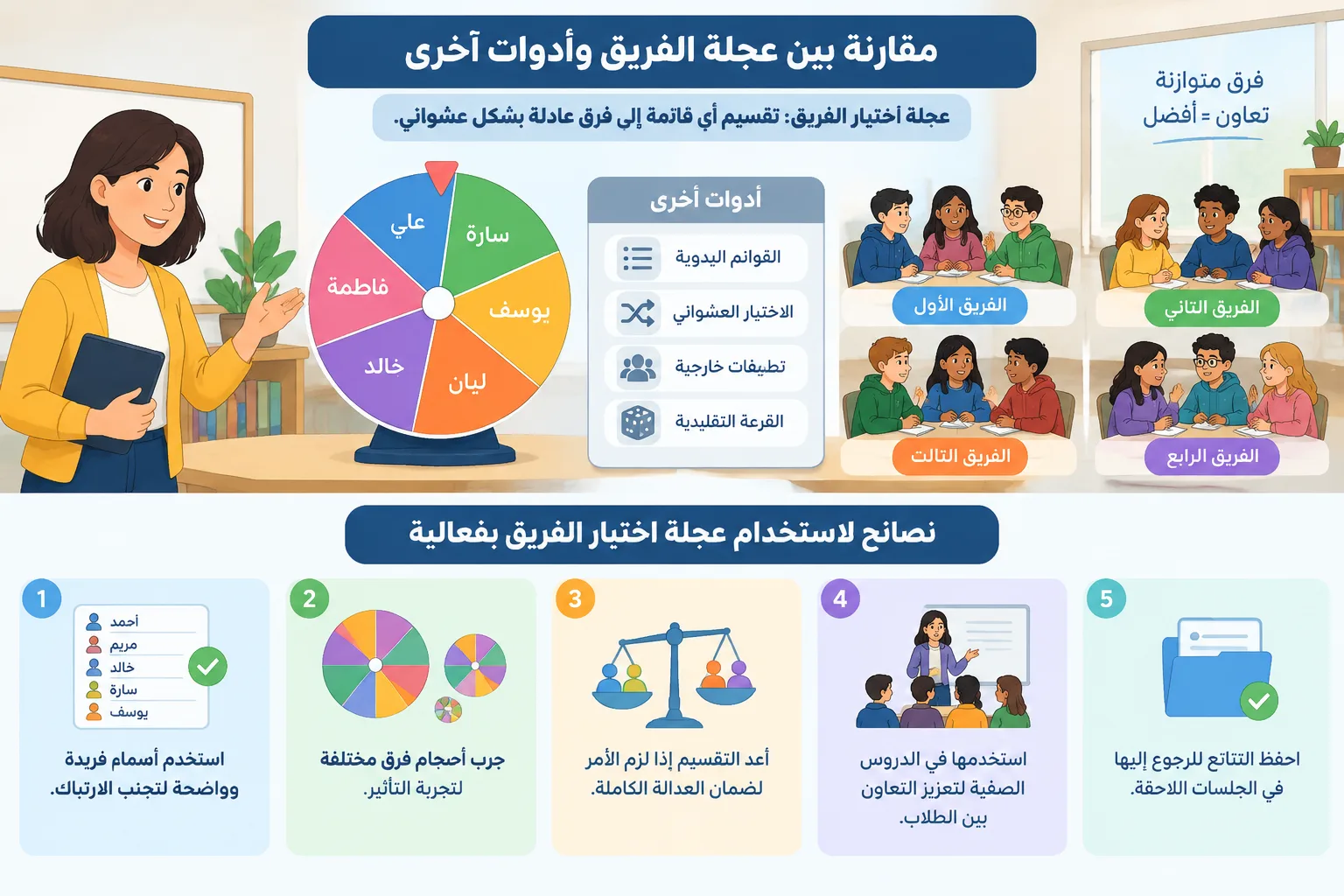مقارنة بين عجلة الفريق وأدوات أخرى