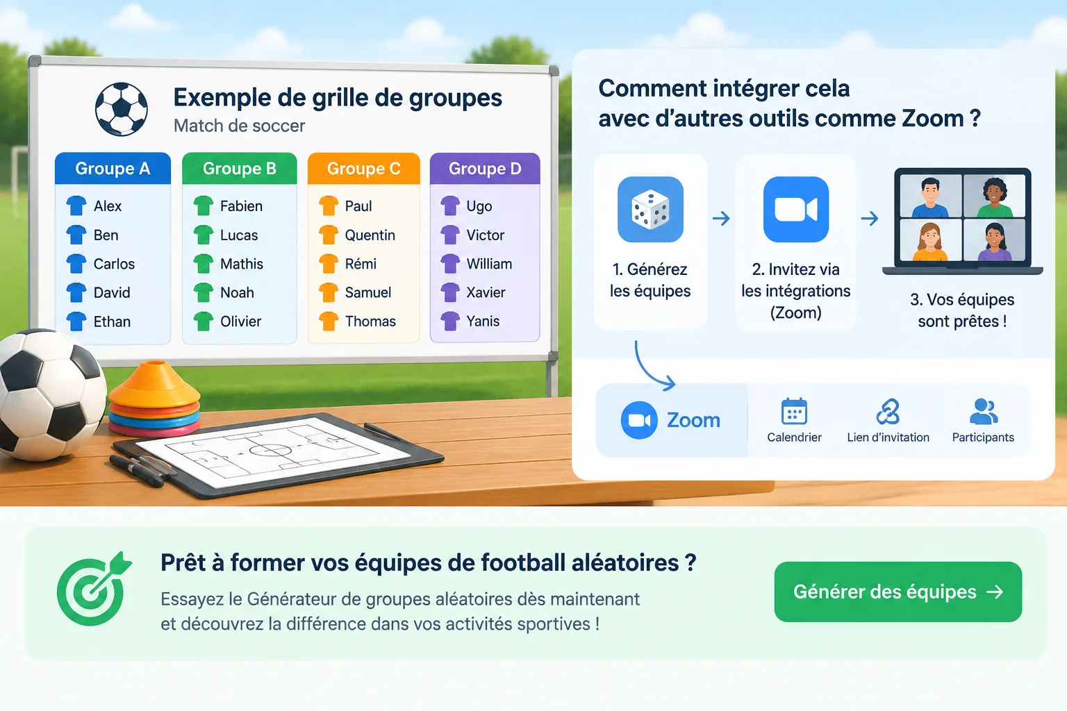 Exemple de grille de groupes pour un match de soccer
