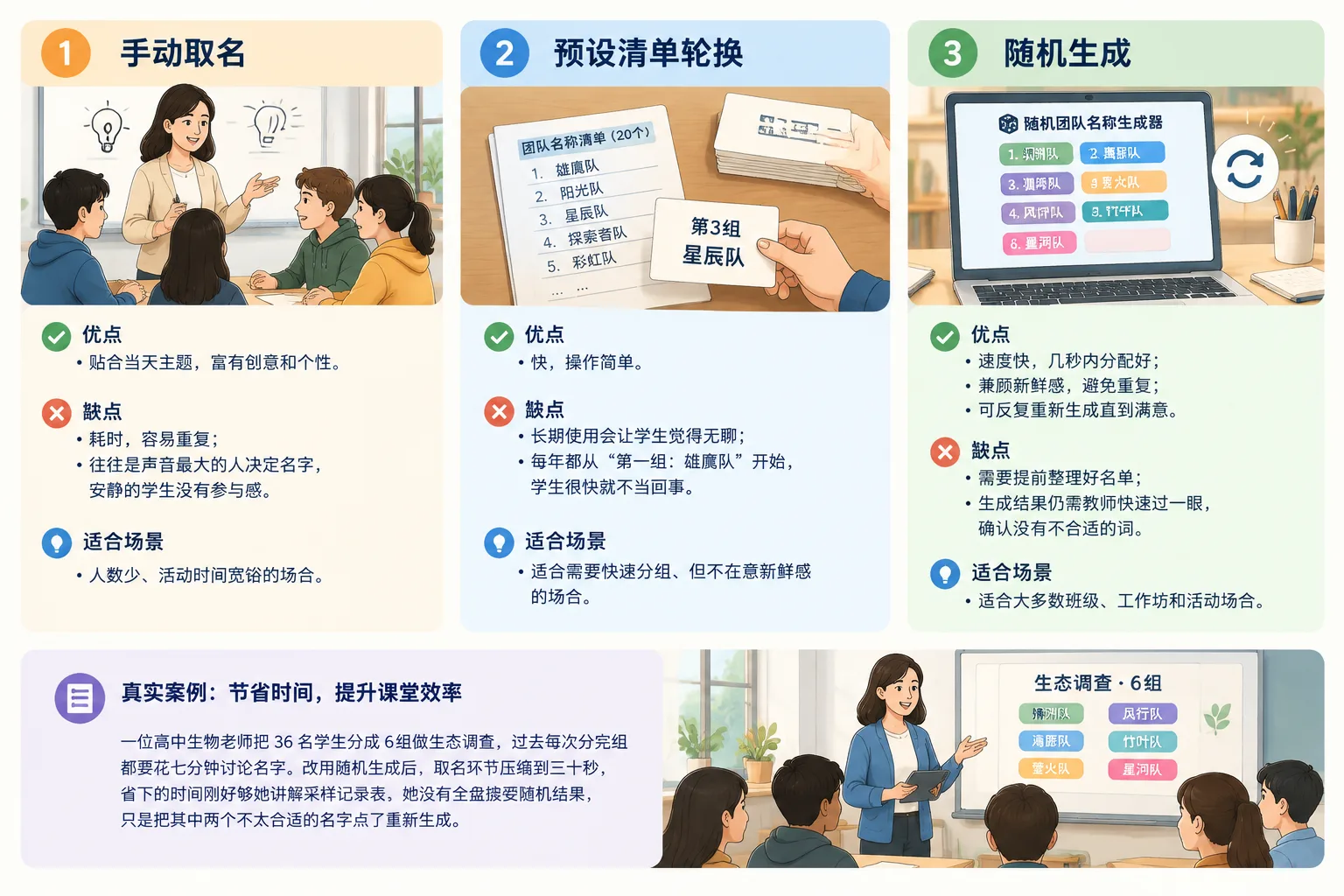 Comparison chart of manual naming