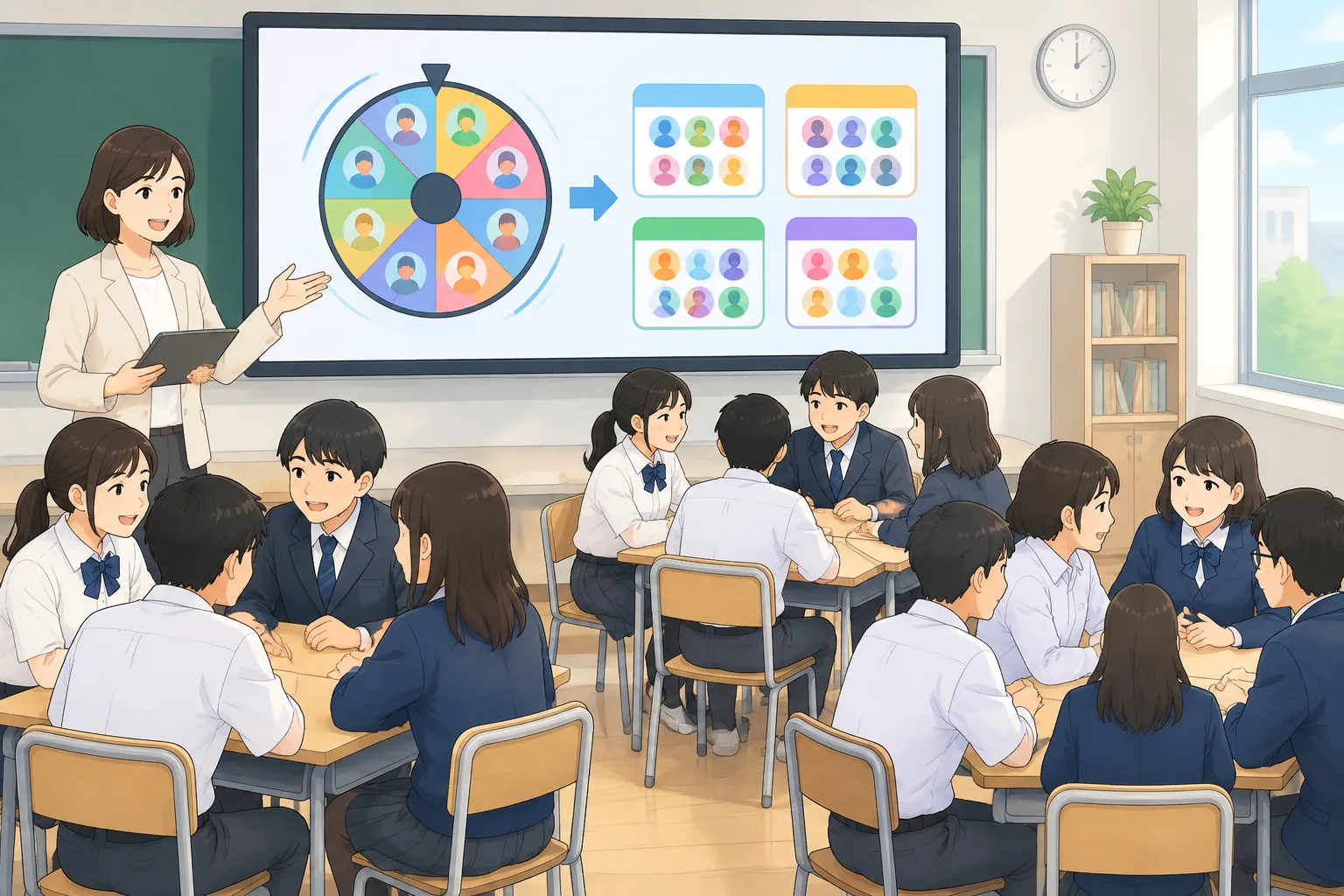 Clean instructional illustration of a classroom screen