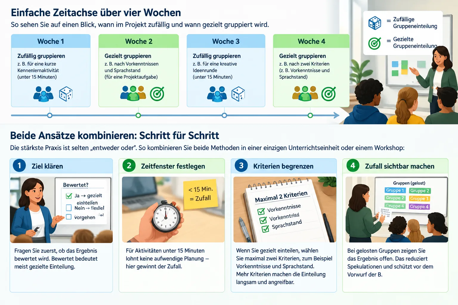 Einfache Zeitachse über vier Wochen