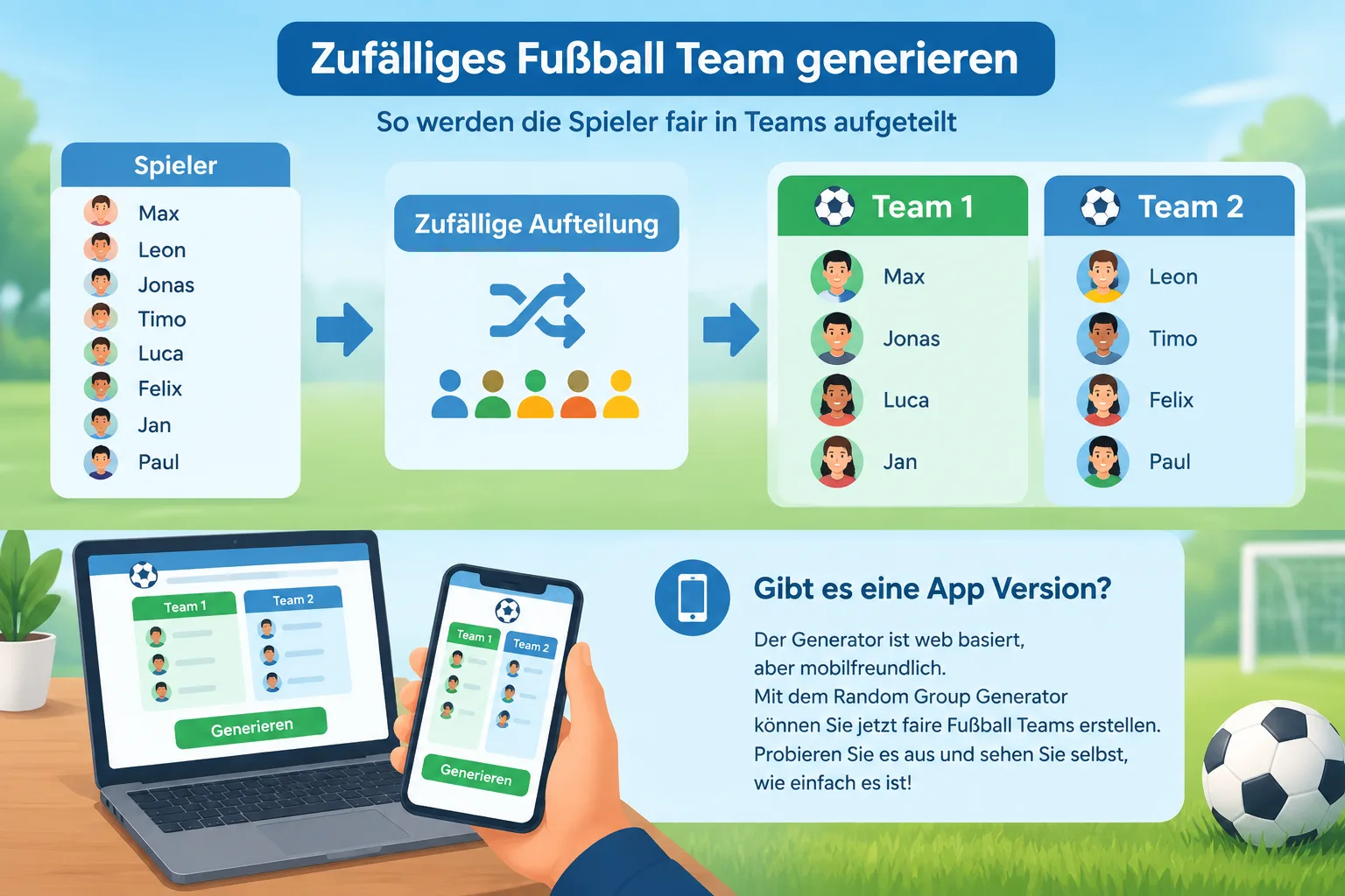 Diagramm, das zeigt, wie Spieler in zufällige Teams aufgeteilt werden