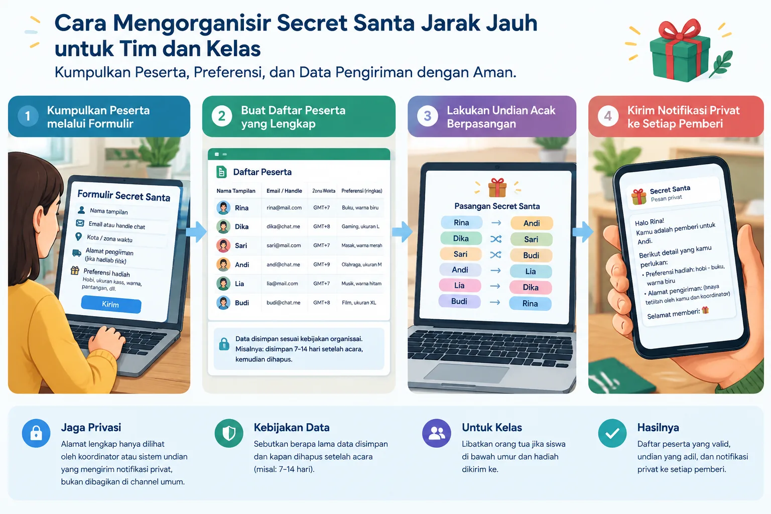 Diagram alur bersih dari formulir preferensi ke daftar peserta