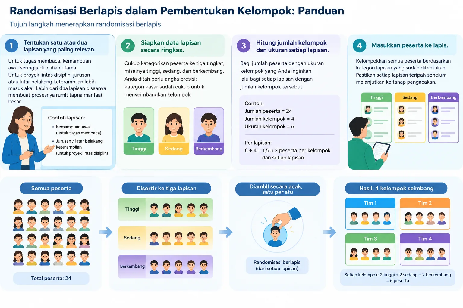Flow diagram of stratified randomization: students sorted into three ability strata