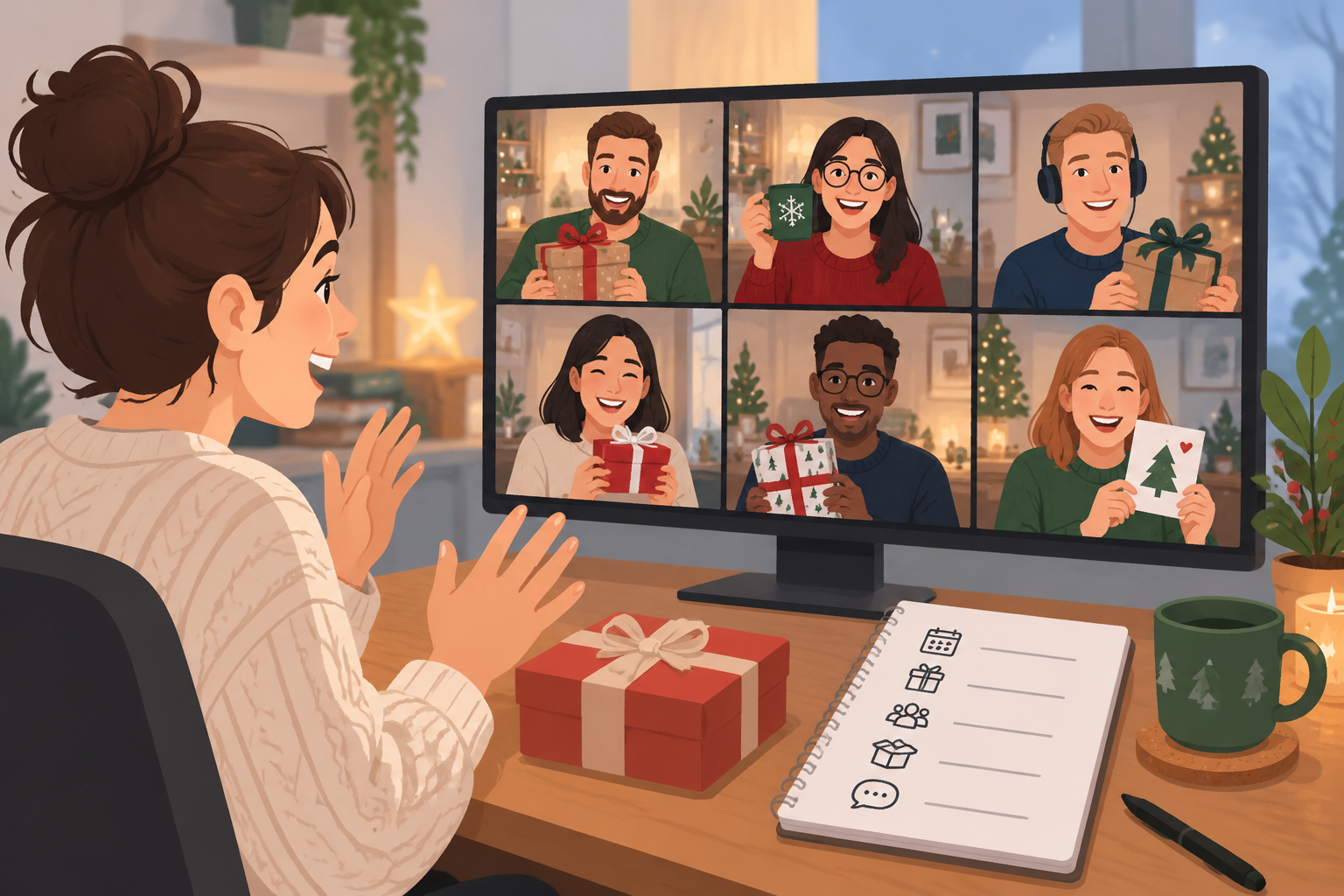 Friendly online meeting illustration