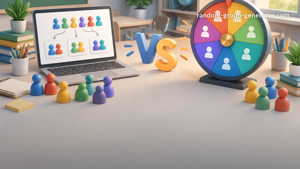 مولد المجموعات العشوائية مقابل عجلة الاختيار (Spin the Wheel): أيهما الأنسب لصفك أو فريقك؟