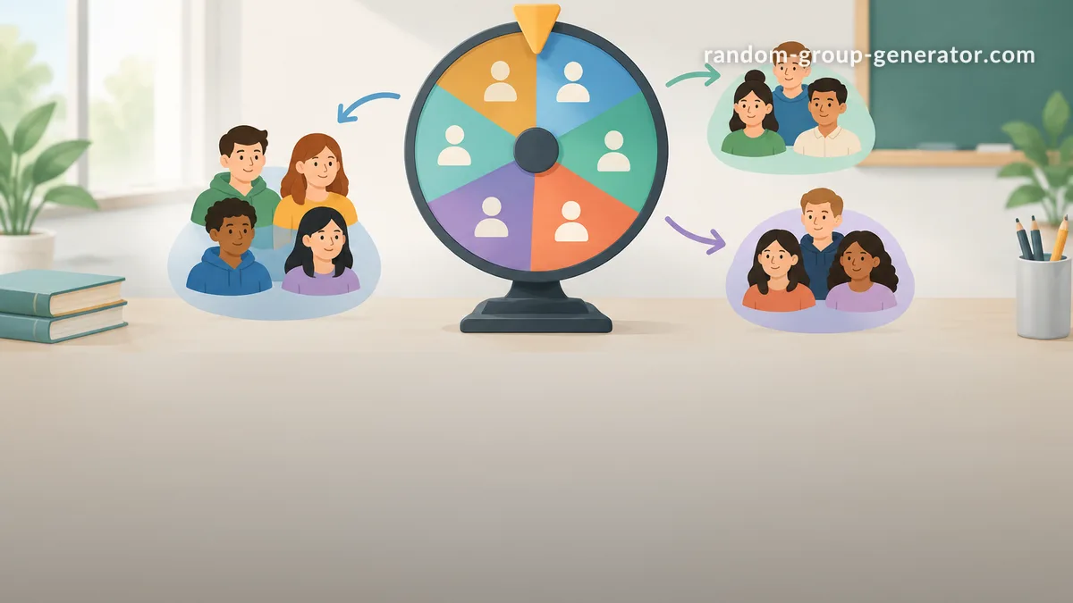 عجلة اختيار المجموعات: طريقة تدوير القائمة لتقسيمها إلى مجموعات