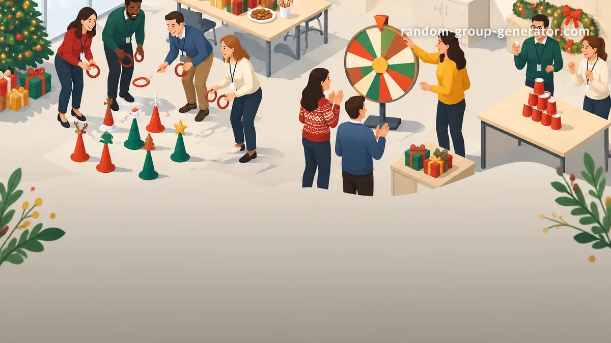 Jeux de fête de fin d’année au bureau qui se terminent à l’heure
